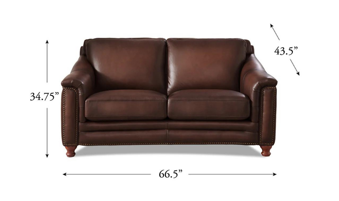 Belfast 2-Seater Leather Loveseat With Nailheads-Jennifer Furniture