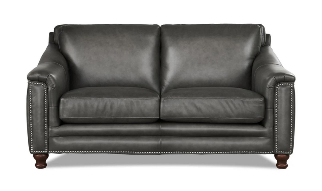 Belfast 2-Seater Leather Loveseat With Nailheads-Jennifer Furniture