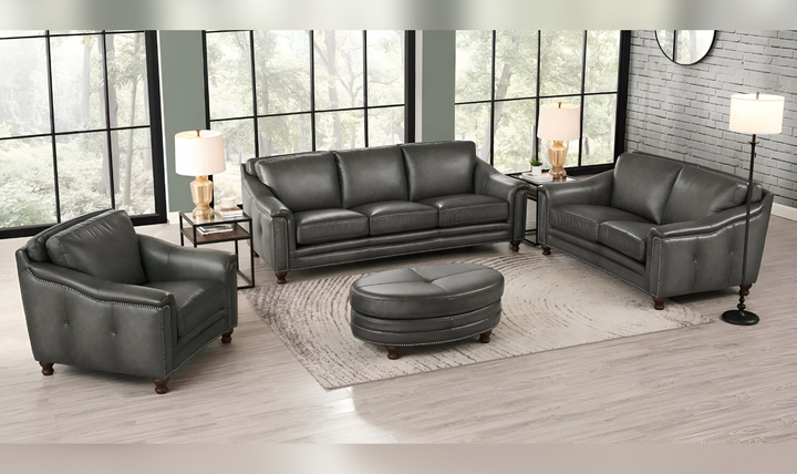 Belfast 2-Seater Leather Loveseat With Nailheads-Jennifer Furniture