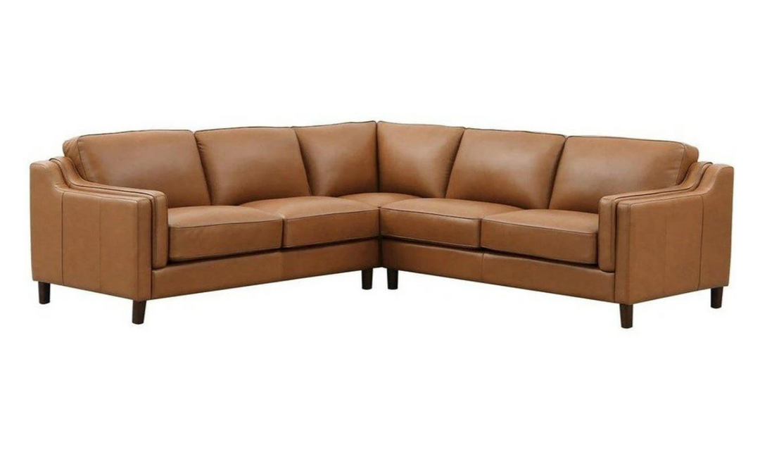 Bella Leather Sectional Sofa In Cognac Brown