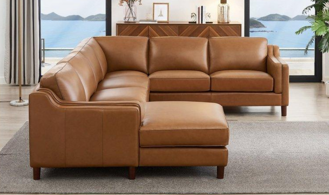 Bella U-Shape Leather Sectional Sofa with Chaise