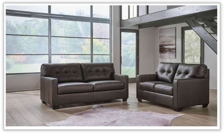 Belziani Leather Loveseat