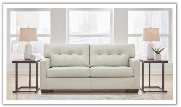 Ashley  Belziani 3-Seater Tufted Leather Sofa with Track Arms