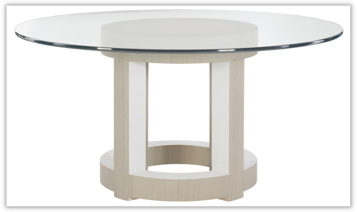 Bernhardt Axiom Round Glass Top Dining Table with Adjustable glides