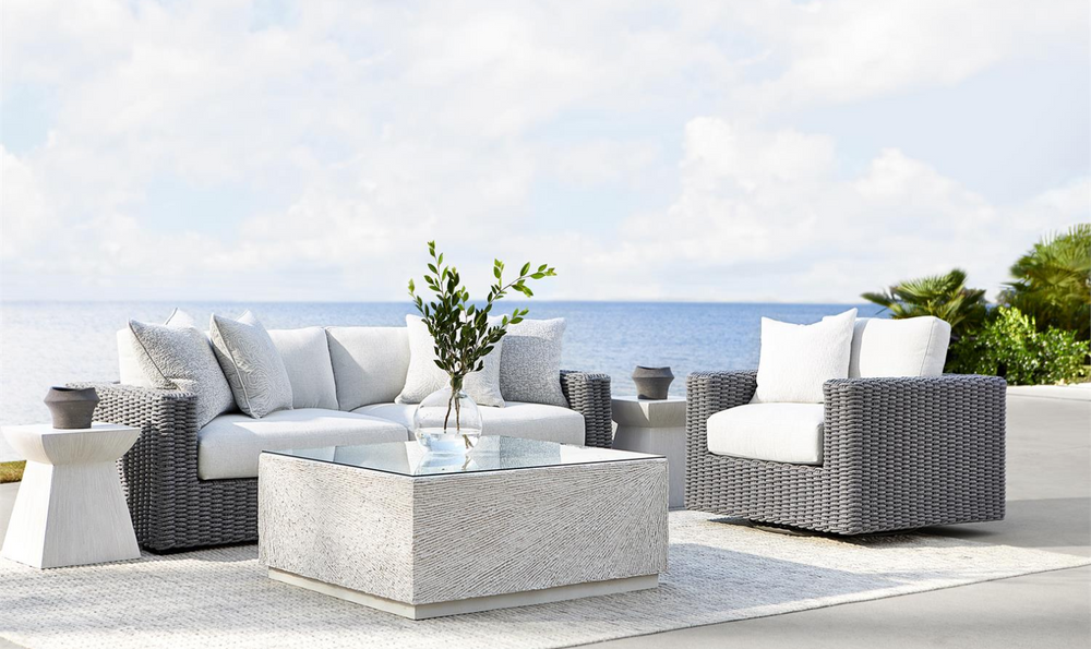 Bernhardt Capri 2-Seater Outdoor Sofa with Track Arms in Gray-Jennifer Furniture