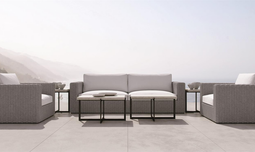 Bernhardt Capri 2-Seater Outdoor Sofa with Track Arms in Gray-Jennifer Furniture