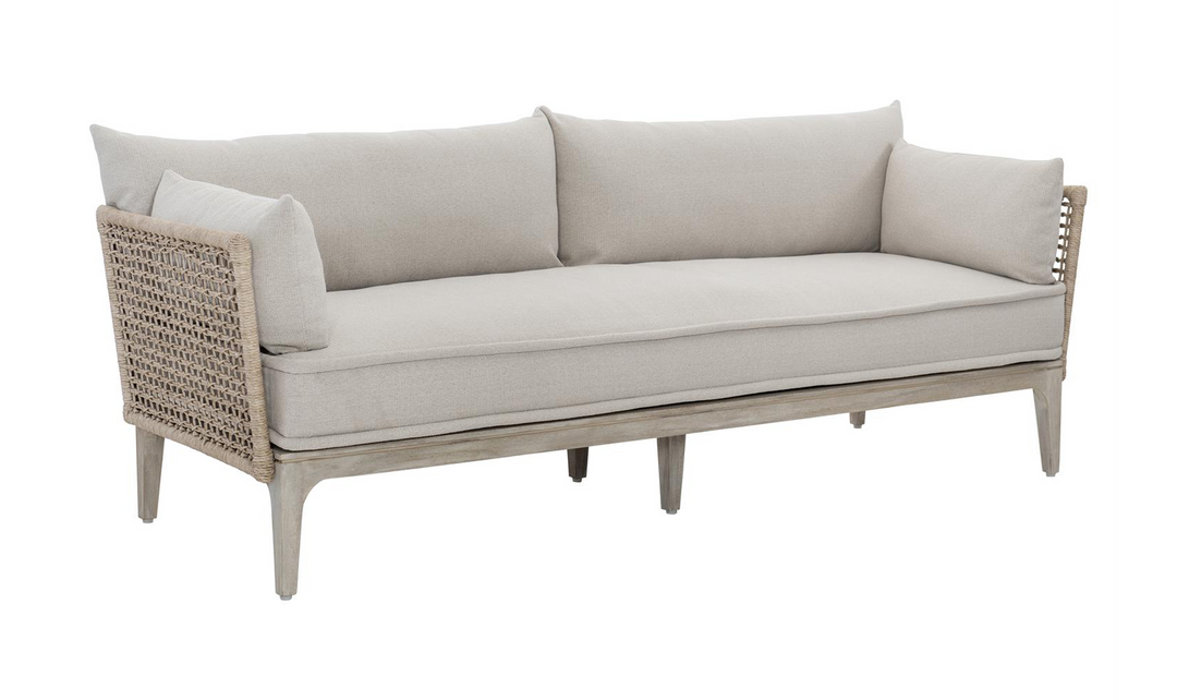 Bernhardt Catalonia 3-Seater Fabric Outdoor Wicker Sofa In Off-White