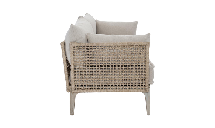 Bernhardt Catalonia 3-Seater Fabric Outdoor Wicker Sofa In Off-White