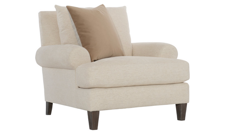 Bernhardt Isabella Fabric Chair with Rolled Arms and Wood Legs-Jennifer Furniture