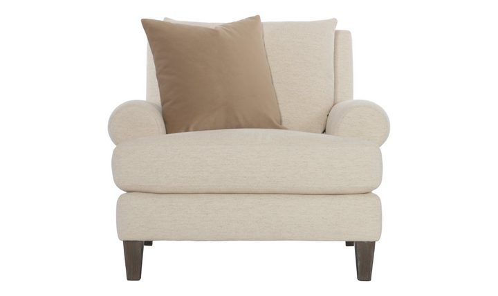 Bernhardt Isabella Fabric Chair with Rolled Arms and Wood Legs-Jennifer Furniture