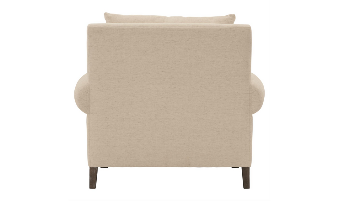 Bernhardt Isabella Fabric Chair with Rolled Arms and Wood Legs-Jennifer Furniture