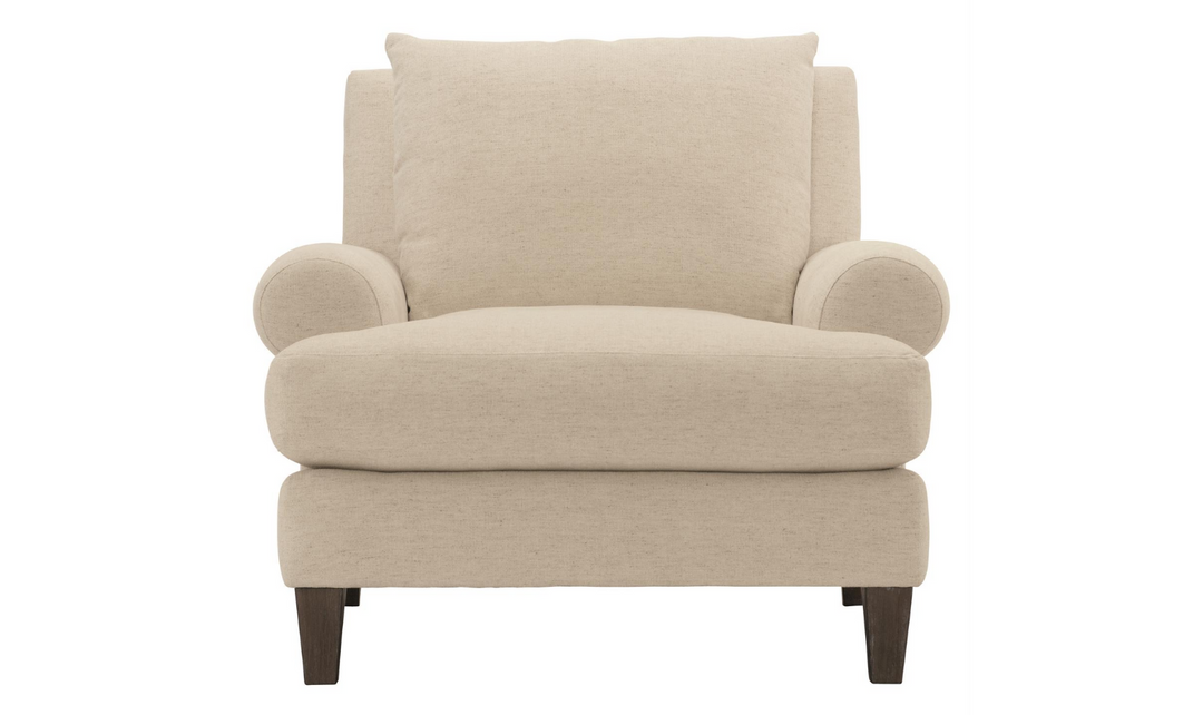 Bernhardt Isabella Fabric Chair with Rolled Arms and Wood Legs-Jennifer Furniture