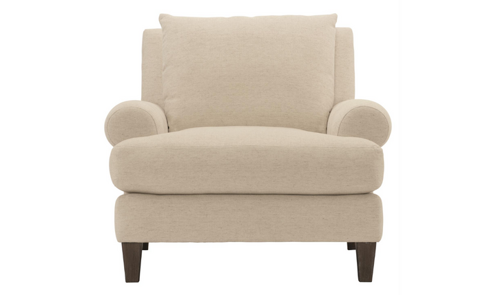 Bernhardt Isabella Fabric Chair with Rolled Arms and Wood Legs-Jennifer Furniture