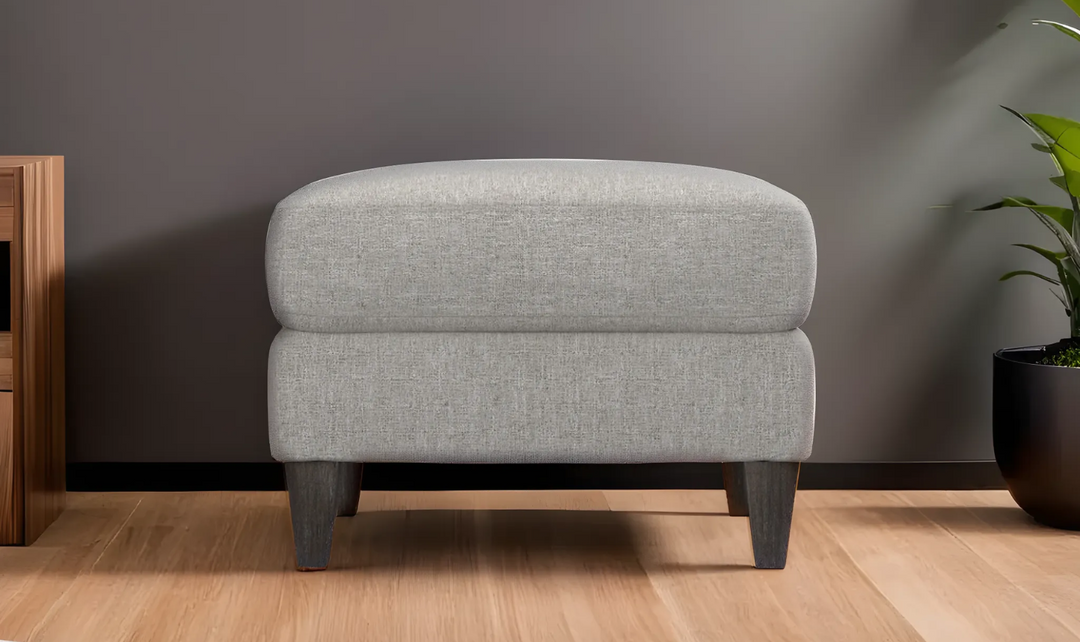 Bernhardt Isabella Sqaure Fabric Ottoman in Gray-Jennifer Furniture