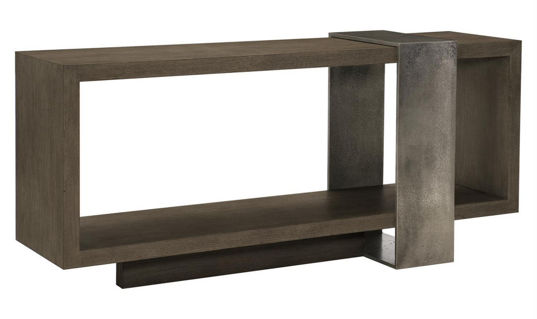 Bernhardt Linea Wood Console Table With Open Case-Jennifer Furniture