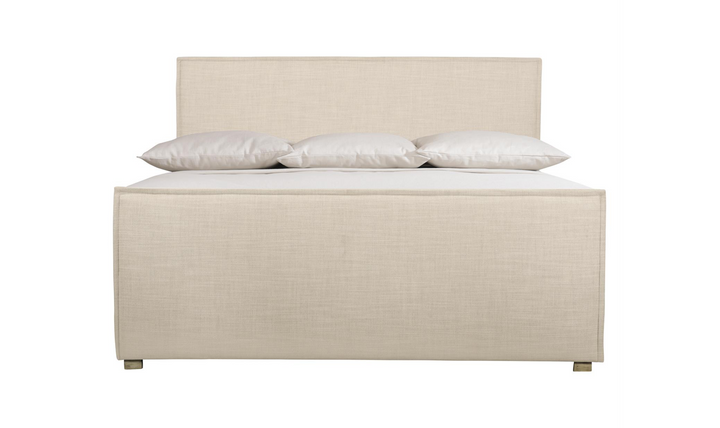 Bernhardt Sawyer Beige Fabric Upholstered Wooden Bed