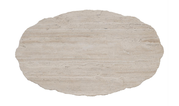 Bernhardt Sayers White Travertine Oval Stone Top Cocktail Table