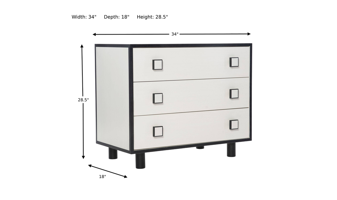 Bernhardt Silhouette 3-Drawers Nightstand in White-Jennifer Furniture