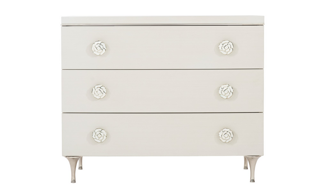 Bernhardt Silhouette 3 Drawers Nightstand In Eggshell-Jennifer Furniture