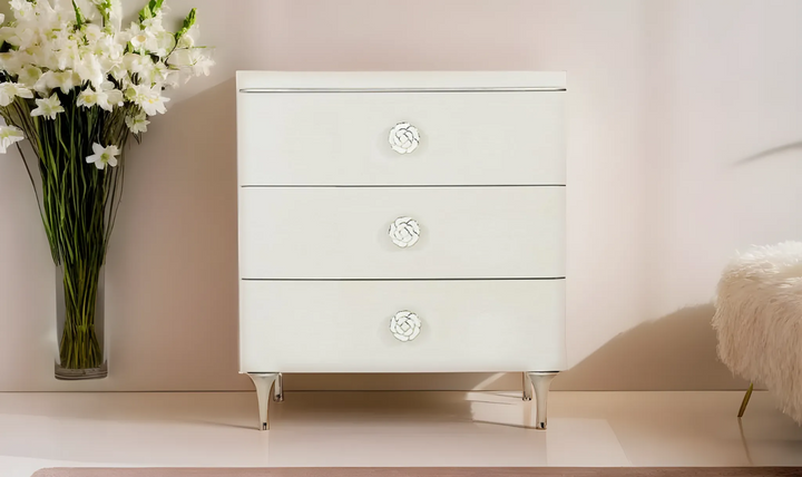 Bernhardt Silhouette 3 Drawers Nightstand In Eggshell-Jennifer Furniture