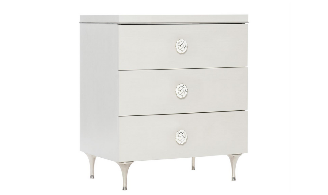 Bernhardt Silhouette 3 Drawers Nightstand In Eggshell-Jennifer Furniture