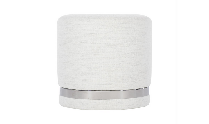 Bernhardt Silhouette Fabric Upholstered Round Ottoman in White-Jennifer Furniture