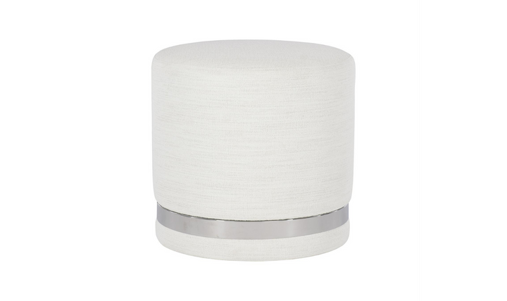 Bernhardt Silhouette Fabric Upholstered Round Ottoman in White-Jennifer Furniture