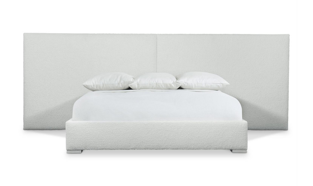 Bernhardt Solaria Light Gray Fully Upholstered Wood Panel Bed