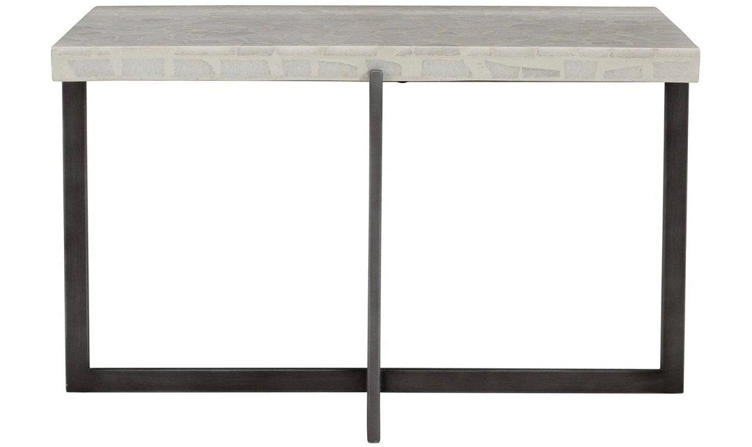 Bernhardt Stillwater Stone Top Cocktail Table With Stainless Steel Base-Jennifer Furniture