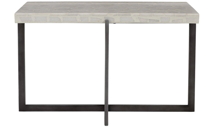 Bernhardt Stillwater Stone Top Cocktail Table With Stainless Steel Base-Jennifer Furniture