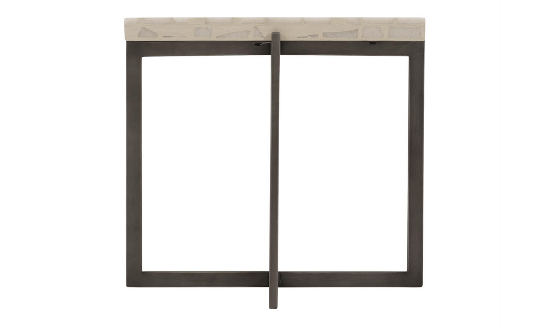 Bernhardt Stillwater Stone Top Cocktail Table With Stainless Steel Base-Jennifer Furniture