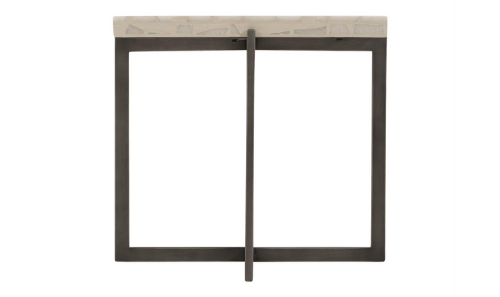 Bernhardt Stillwater Stone Top Cocktail Table With Stainless Steel Base-Jennifer Furniture