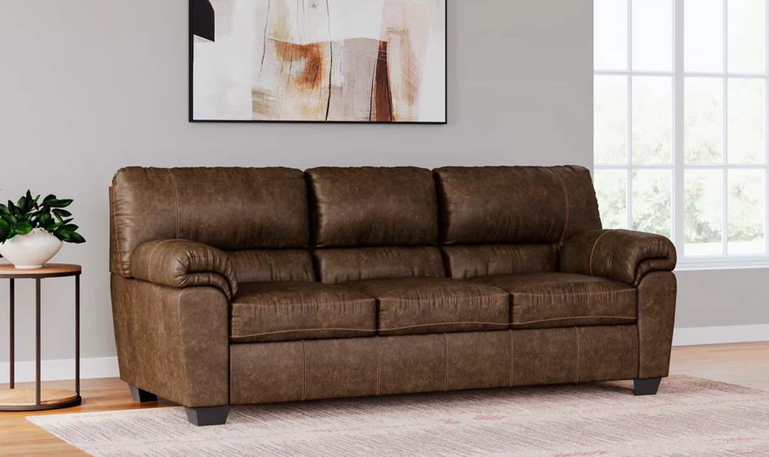 Ashley  Bladen 3-Seater Faux Leather Sofa With Cushion Arms