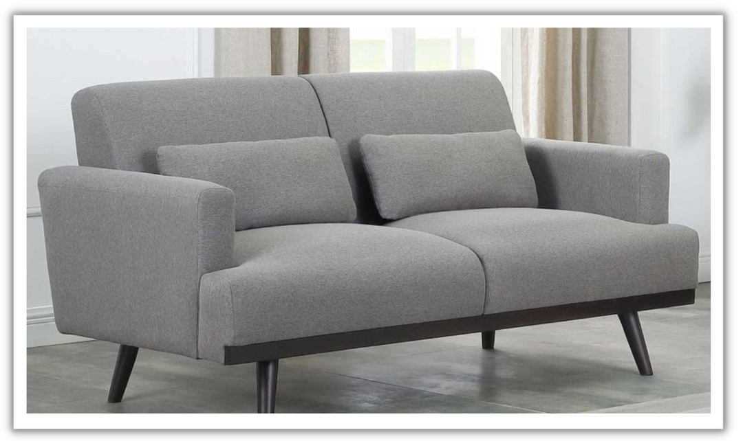 Coaster Furniture Blake Fabric Cushion Arm Loveseat in Light Gray-Jennifer Furniture