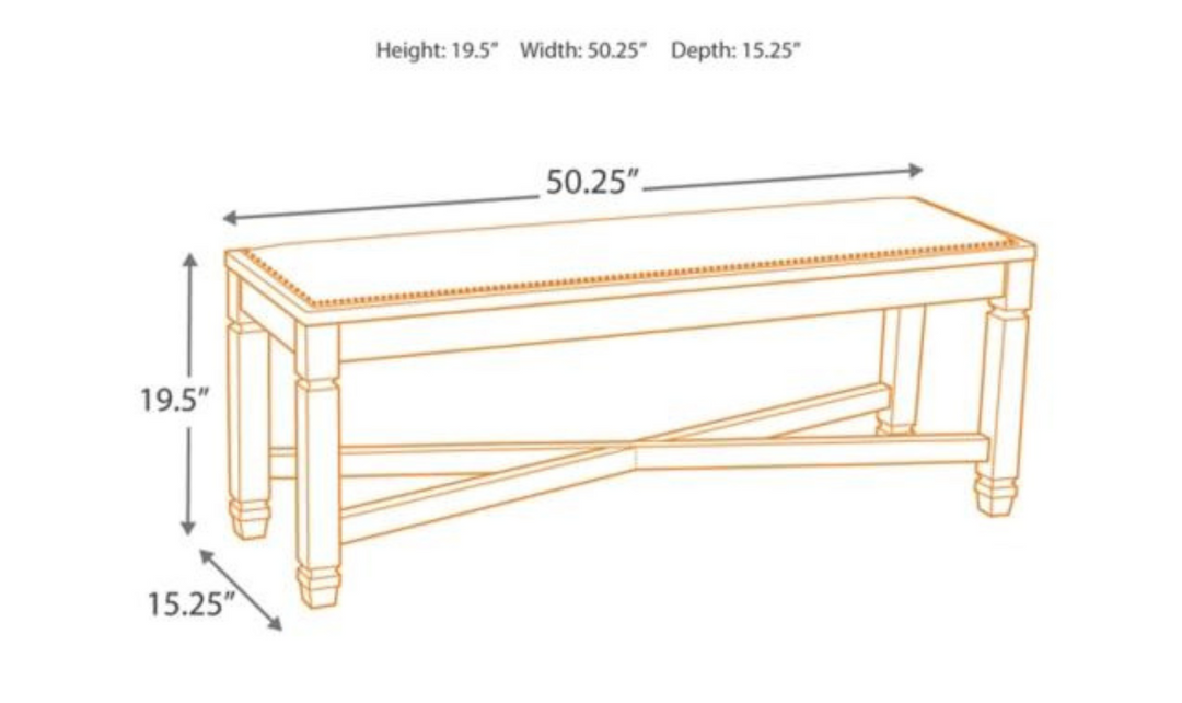 Ashley Bolanburg Upholstered Large Dining Bench in White