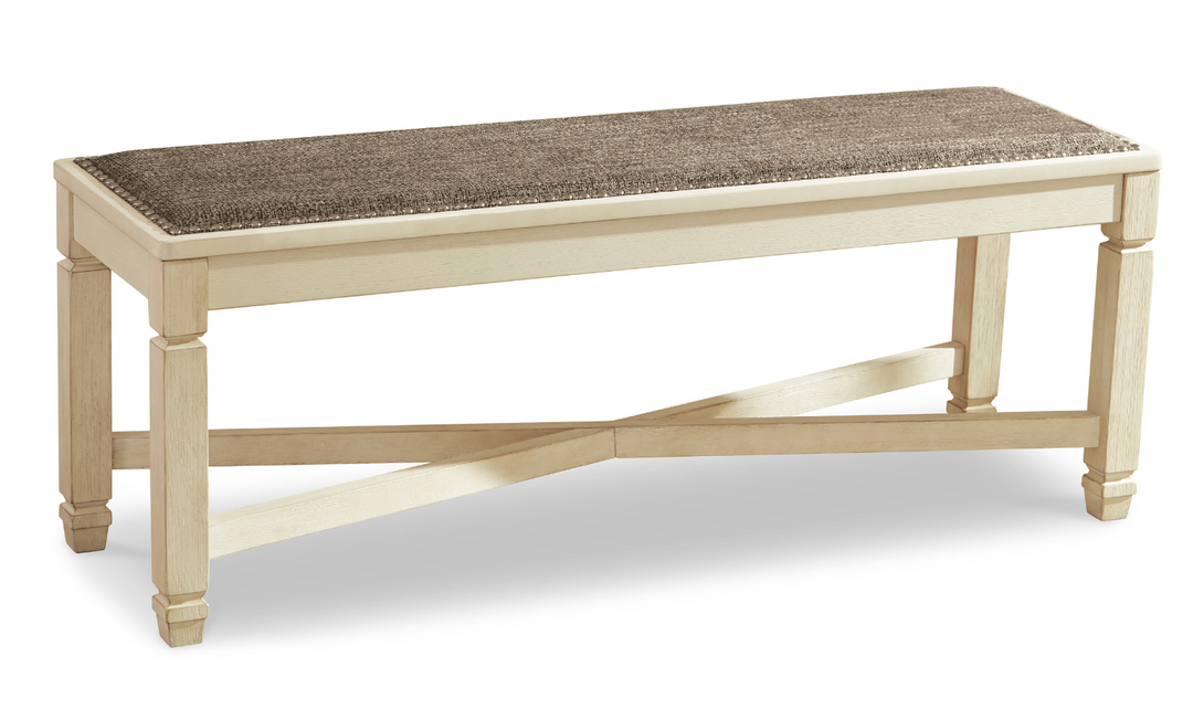 Ashley Bolanburg Upholstered Large Dining Bench in White