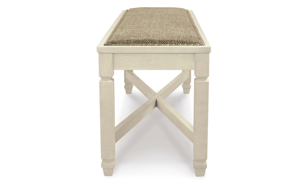 Ashley Bolanburg Upholstered Large Dining Bench in White