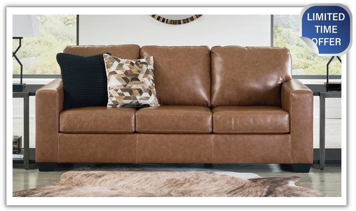 Bolsena 3-Seater Brown Leather Sofa Sleeper (Queen Size)-Jennifer