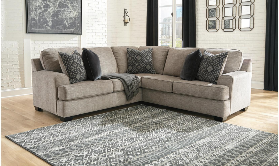 Bovarian Fabric Sectional With Soft Pillow In Stone