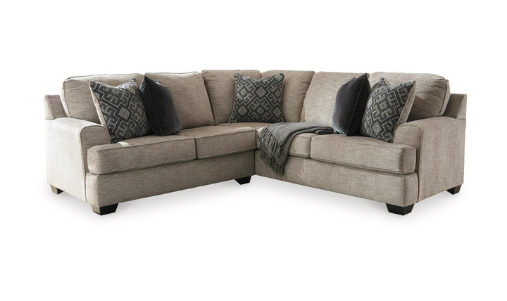 Bovarian Fabric Sectional With Soft Pillow In Stone