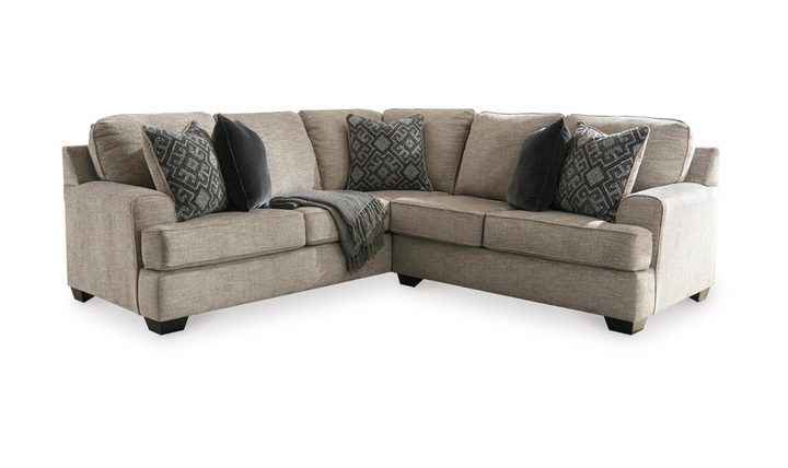 Bovarian Fabric Sectional With Soft Pillow In Stone