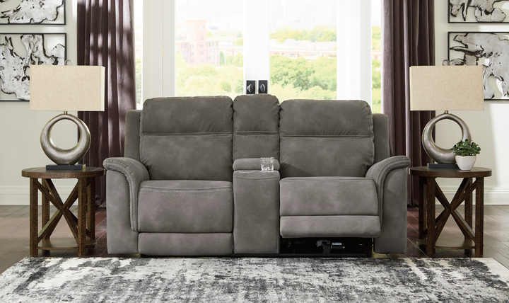 Brandon Power-Reclining Loveseat With Storage Console-Jennifer Furniture