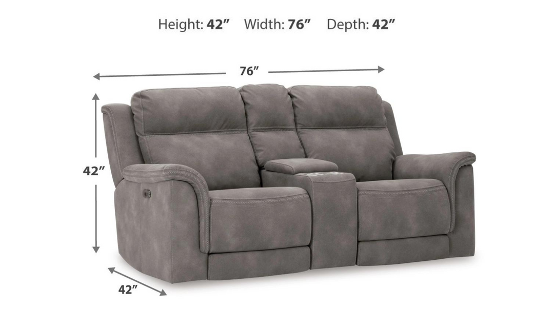 Brandon Power-Reclining Loveseat With Storage Console-Jennifer Furniture