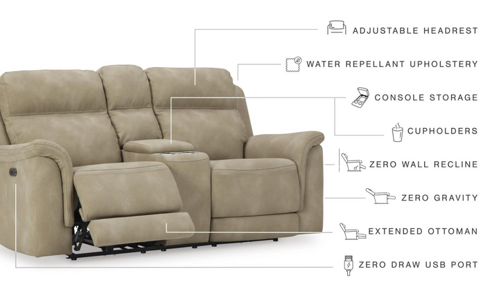 Brandon Power-Reclining Loveseat With Storage Console-Jennifer Furniture