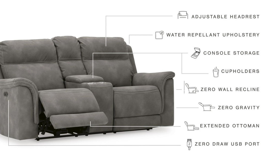 Brandon Power-Reclining Loveseat With Storage Console-Jennifer Furniture