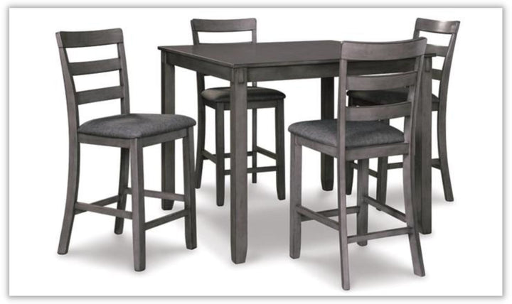 Bridson 5-Piece Wooden Counter Height Dining Set in Gray