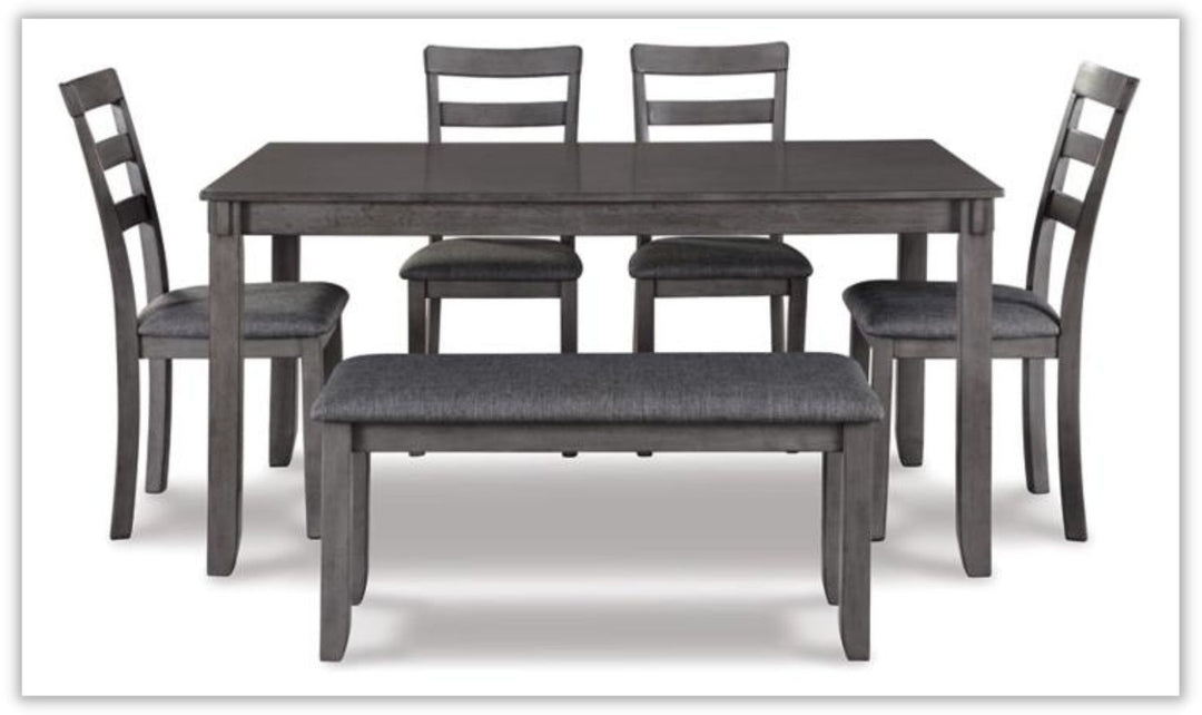 Bridson 6-Piece Wooden Dining Table Set in Gray