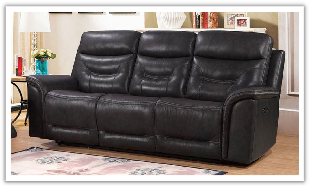 Bullard 3-Seater Gray Leather Power Reclining Sofa-jennifer furniture