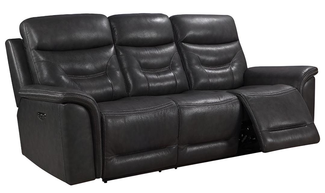 Bullard 3-Seater Gray Leather Power Reclining Sofa-jennifer furniture