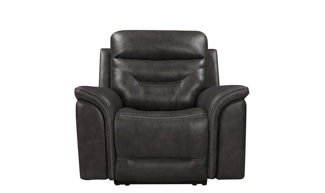 Bullard Gray Leather Chair with USB Charging Ports-Jennifer Furniture